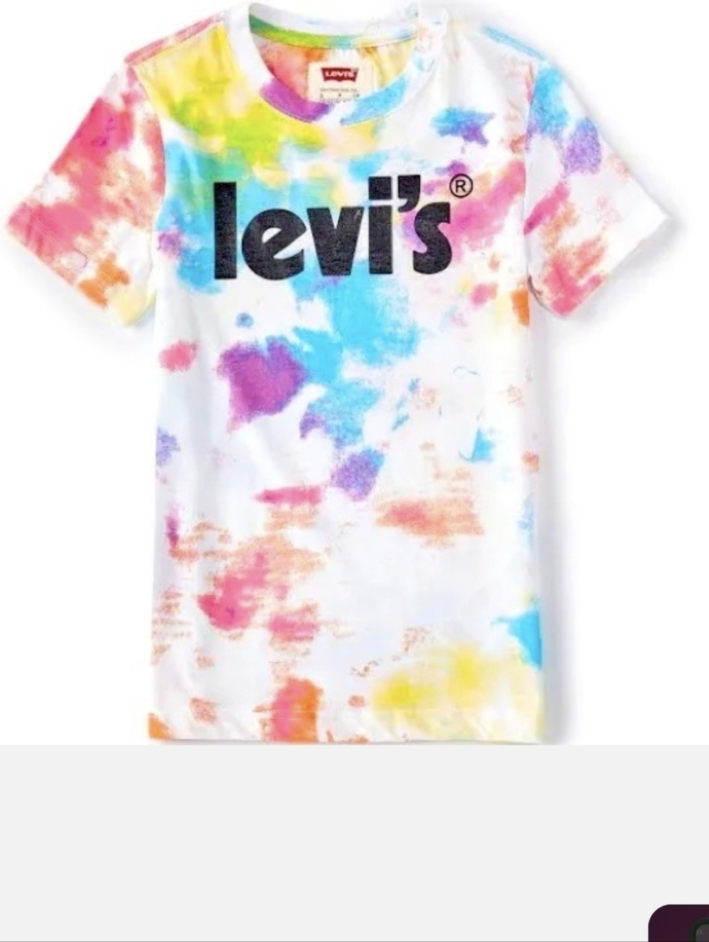 Levi's Kids White Tie-Dye Logo Tee with Pink, Blue, Yellow & Purple